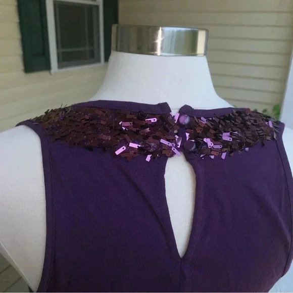 DS By Debbie Shuchat Tank Sleeveless Sequin High Neck Blouse M Purple Swiftie - Picture 5 of 10